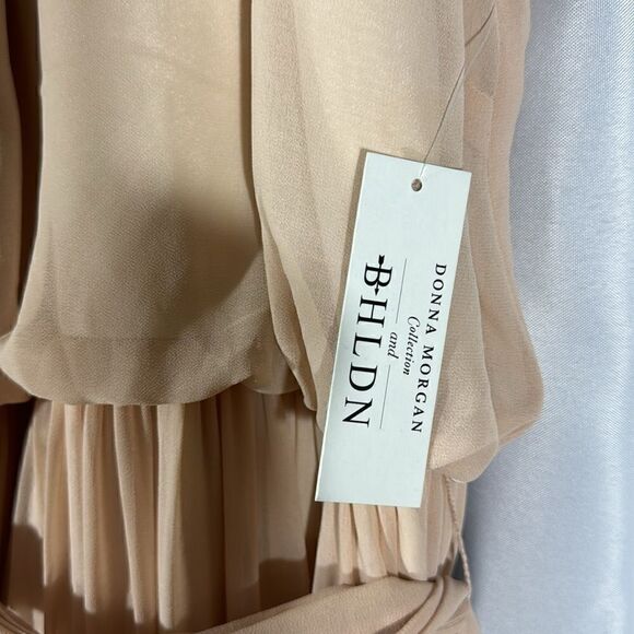 BHLD BY DONNA MORGAN THE ALANA HALTER DRESS IN PALE BLUSH NWT IN SIZE 0 - Picture 9 of 10